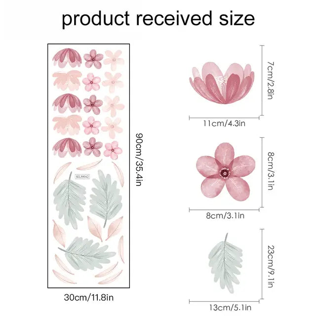 Floral Leaves & Flower Warm Wall Stickers Easy do Wall do