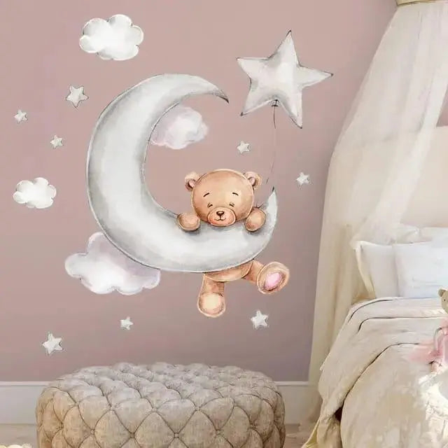 Dreamy Bear and Moon Wall Stickers Easy do Wall do