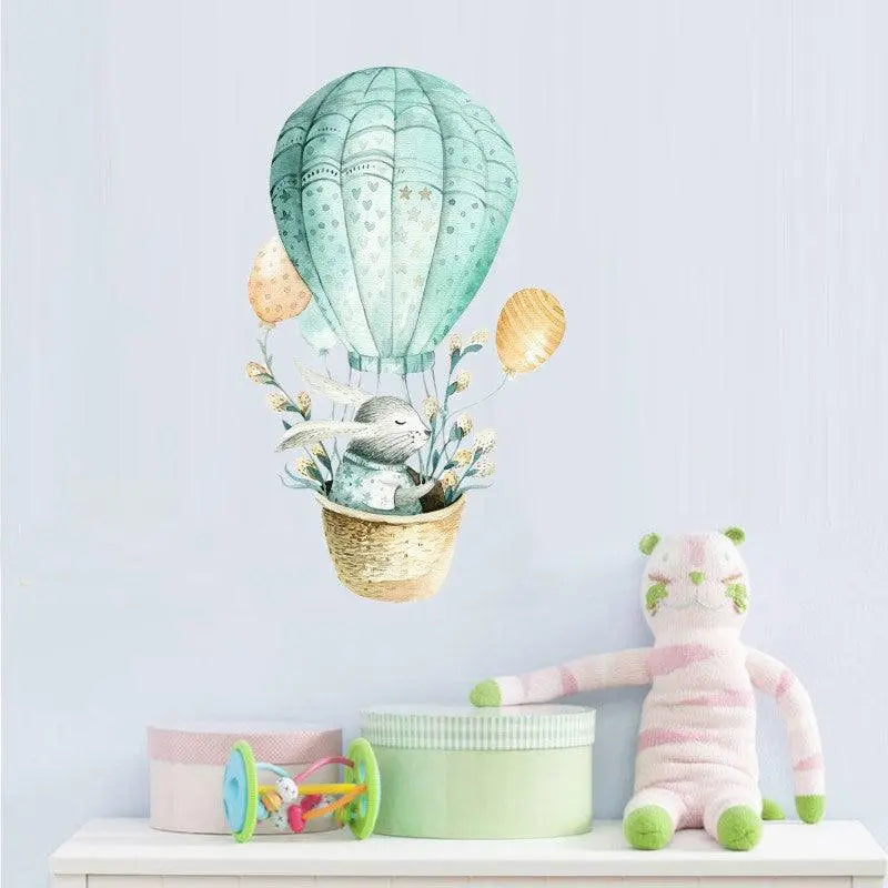 Adorable Bunny Hot Air Balloon Wall Sticker Easy do Wall do