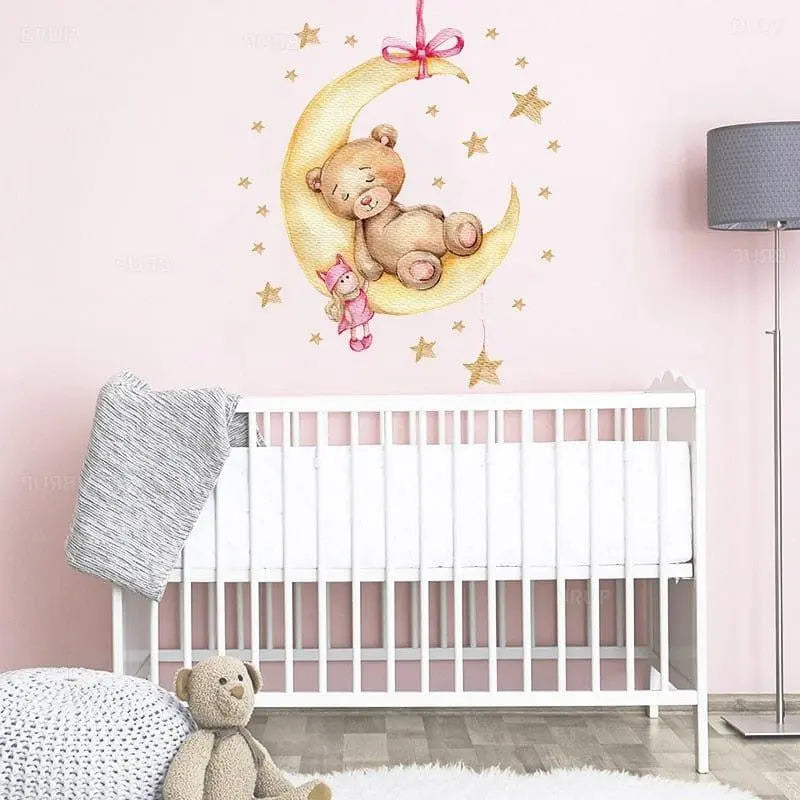 Sleepy Teddy Bear Wall Sticker Easy do Wall do