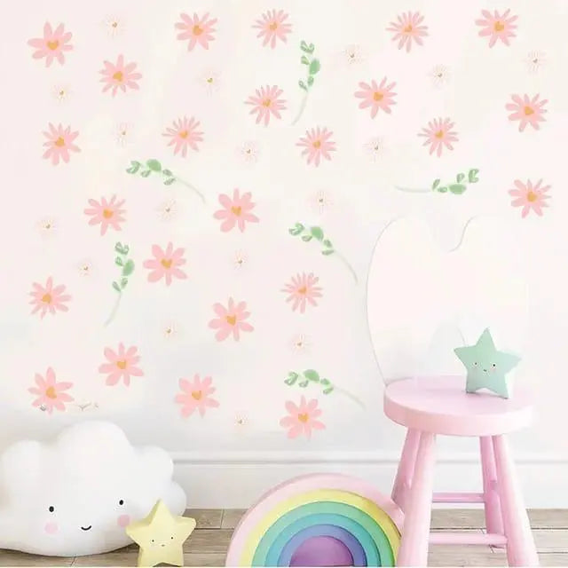 Daisy Flower Wall Stickers for Kids Room, Living Room, Bedroom Decor Easy do Wall do