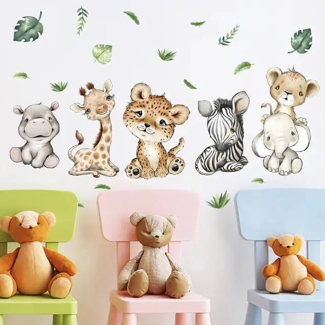 Adorable Baby Safari Animal Wall Stickers Easy do Wall do