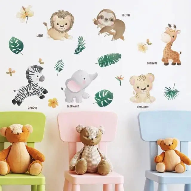 Adorable Jungle Animals Wall Stickers for Kids Easy do Wall do