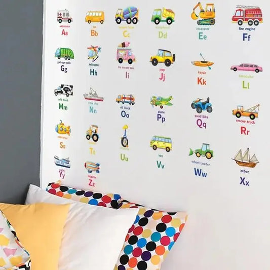 Alphabet and Transportation Wall Stickers - Fun Educational Decor - Easy do Wall do