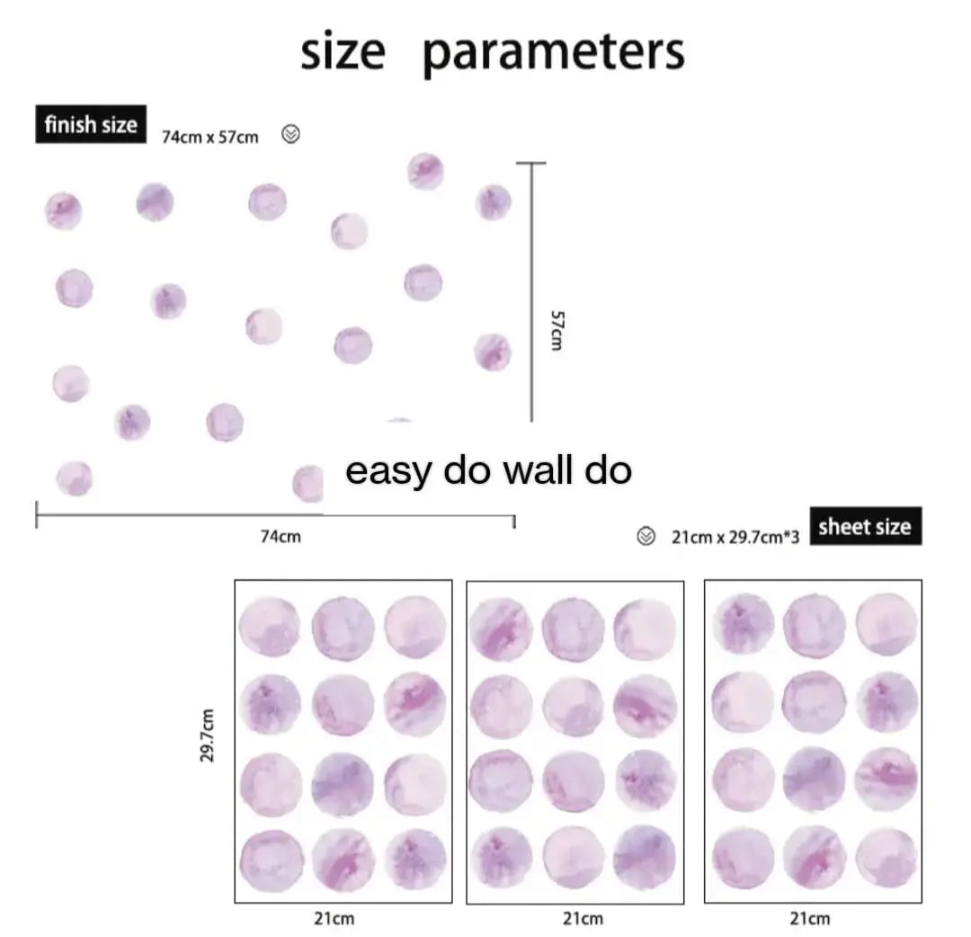 Purple Polka Dot Wall Decals - Stylish Nursery & Home Decor Easy do Wall do