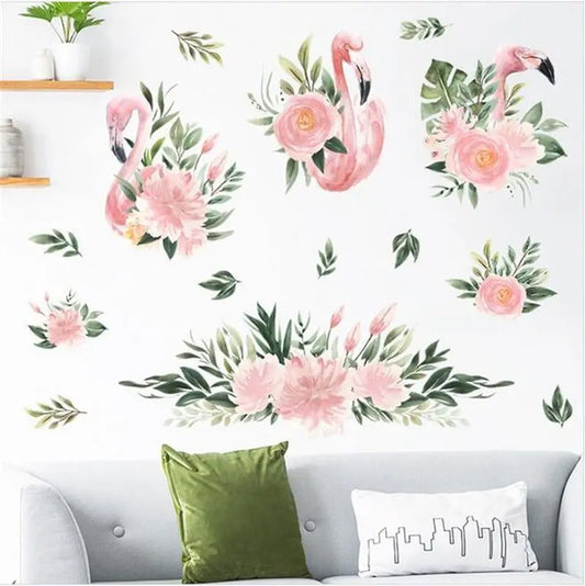 Flamingo & Floral Wall Stickers for Kids Rooms Easy do Wall do