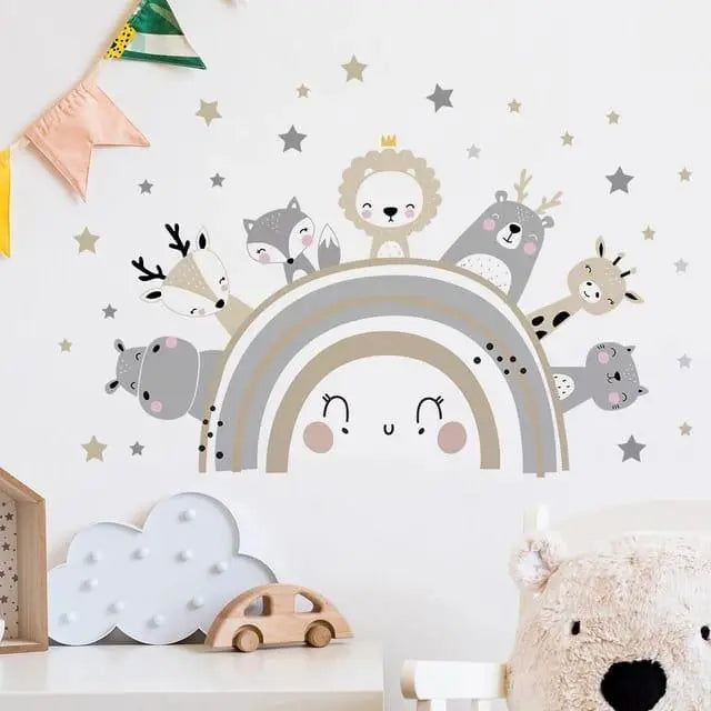 Cute Animal Friends on a Rainbow Wall Easy do Wall do