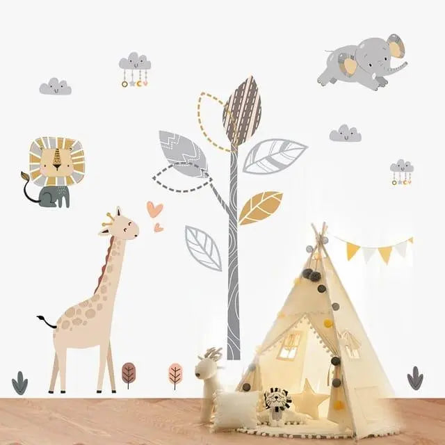 Playful Safari Wall Stickers for Kids Rooms Easy do Wall do