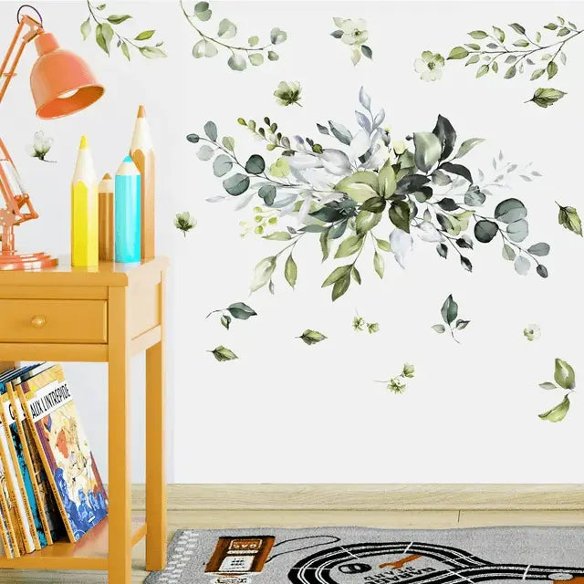 Tropical Green Plant Leaf Wall Stickers Easy do Wall do