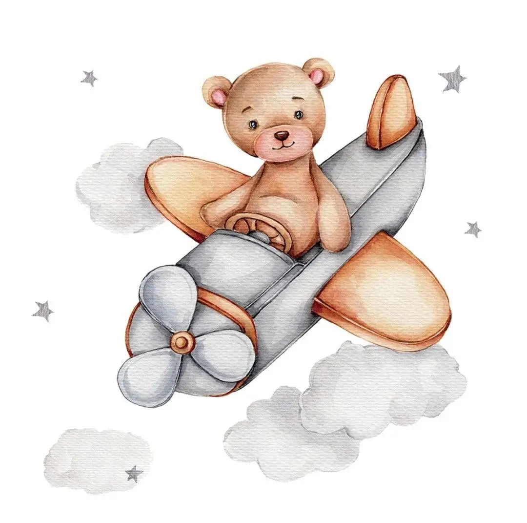 Teddy Bear Pilot Wall Sticker Easy do Wall do