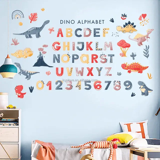 Roaring Fun: Dino Alphabet Wall Stickers for Kids Easy do Wall do