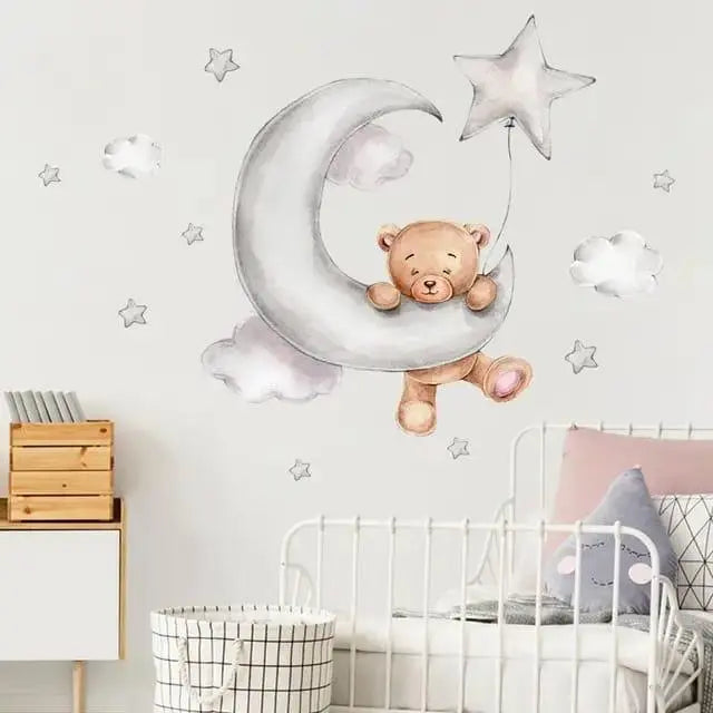 Dreamy Bear and Moon Wall Stickers Easy do Wall do