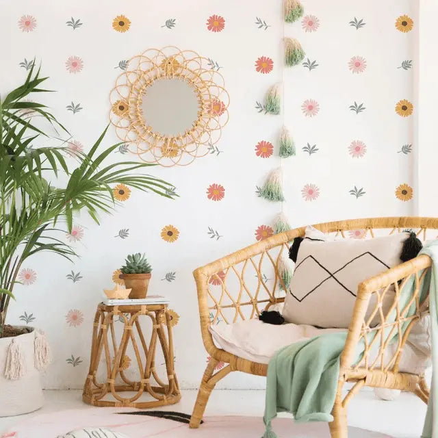 Boho Daisy Wall Decals - Nursery & Kids Room Decor Easy do Wall do