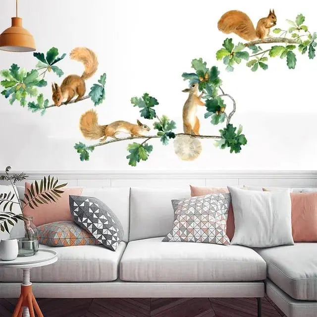 Playful Squirrels and Acorns Wall Stickers Easy do Wall do