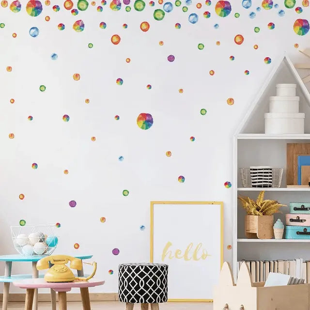 Colorful Rainbow Polka Dot Wall Stickers - Playful Kids Room Decor Easy do Wall do