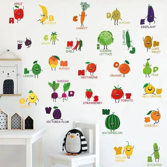 Fun and Educational Fruits & Vegetables Alphabet Wall Stickers - Easy do Wall do