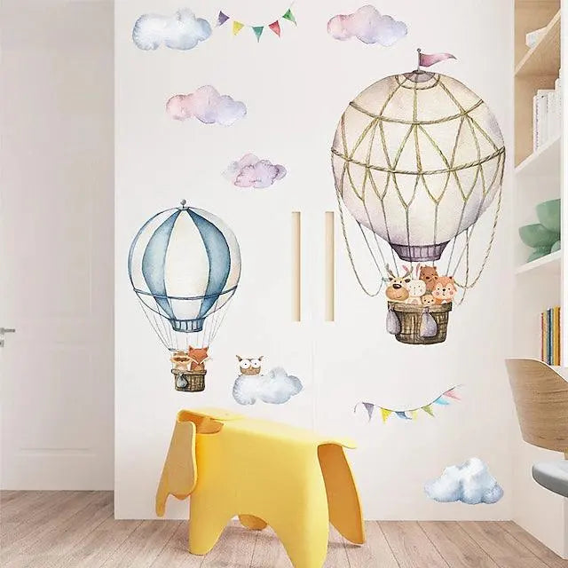 Animal Hot Air Balloon Wall Stickers Easy do Wall do