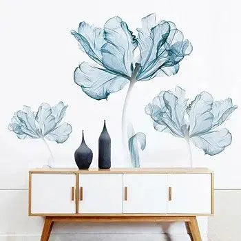 Serene Blue Floral Wall Stickers Easy do Wall do