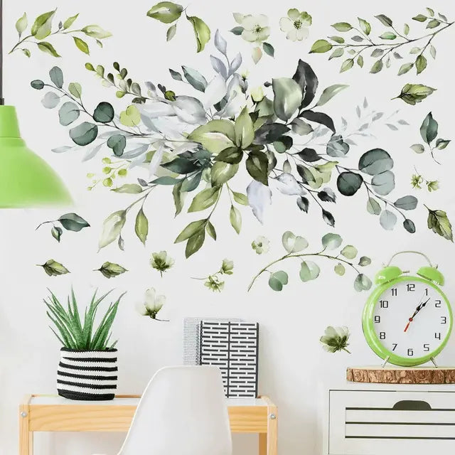 Tropical Green Plant Leaf Wall Stickers Easy do Wall do