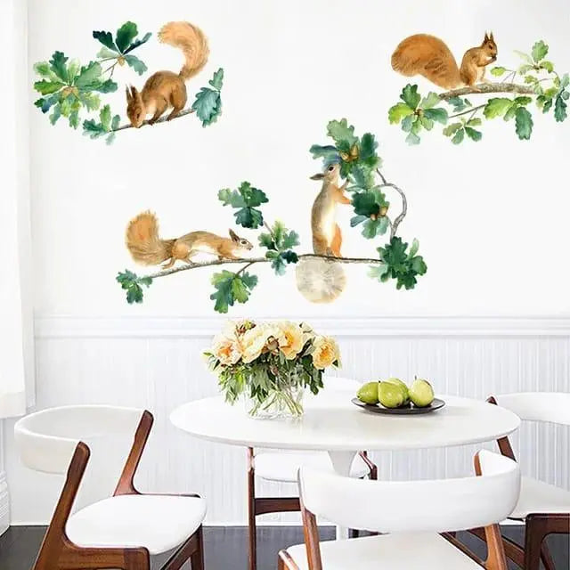 Playful Squirrels and Acorns Wall Stickers Easy do Wall do