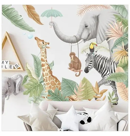 Large Nordic Jungle Animal Wall Stickers Easy do Wall do