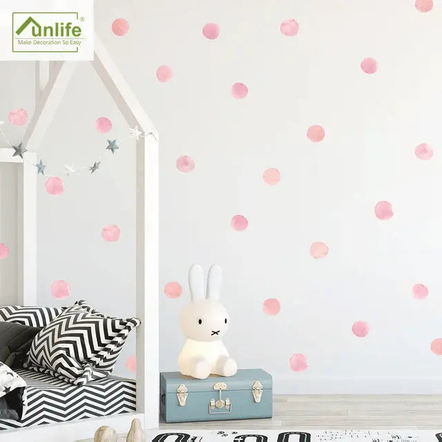 Pink Watercolor Polka Dot Wall Stickers – 6 Sheets Included Easy do Wall do