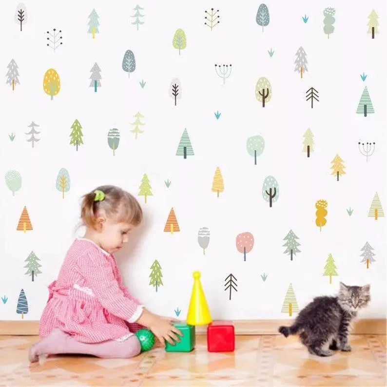 Cute Pine Tree Wall Decals for Nursery or Kids Room Easy do Wall do