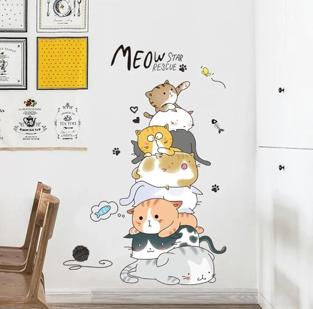 Playful Kitty Stack Wall Stickers Easy do Wall do