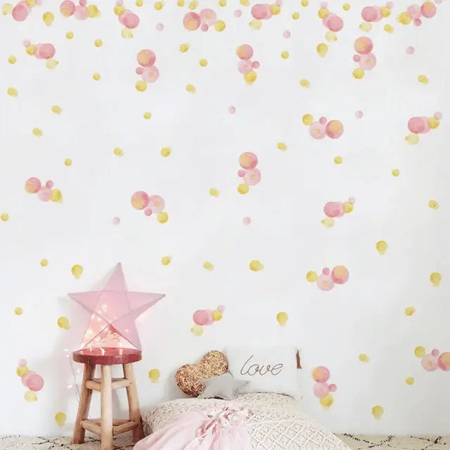 Dreamy Watercolor Polka Dot Wall Decals - Nursery & Kids Room Decor Easy do Wall do