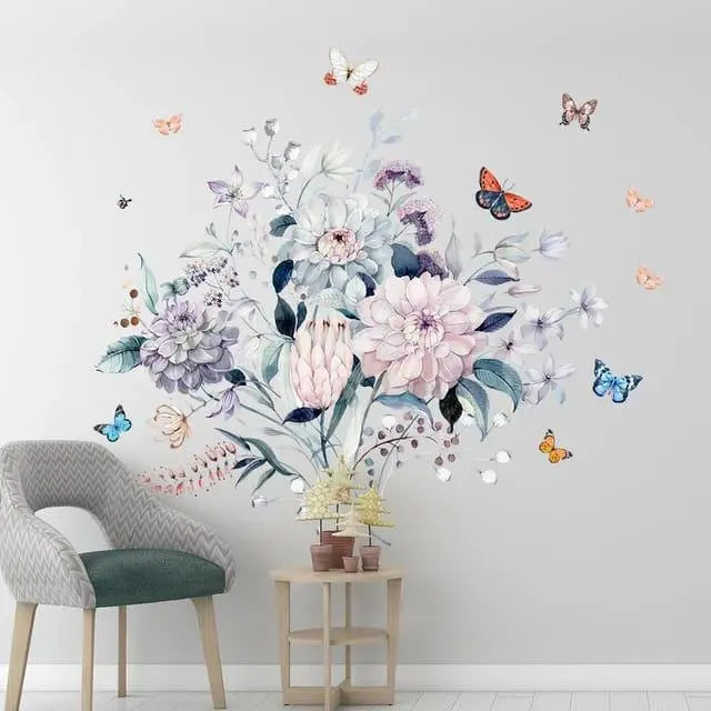 Warm Colors Floral & Butterfly Wall Stickers Easy do Wall do