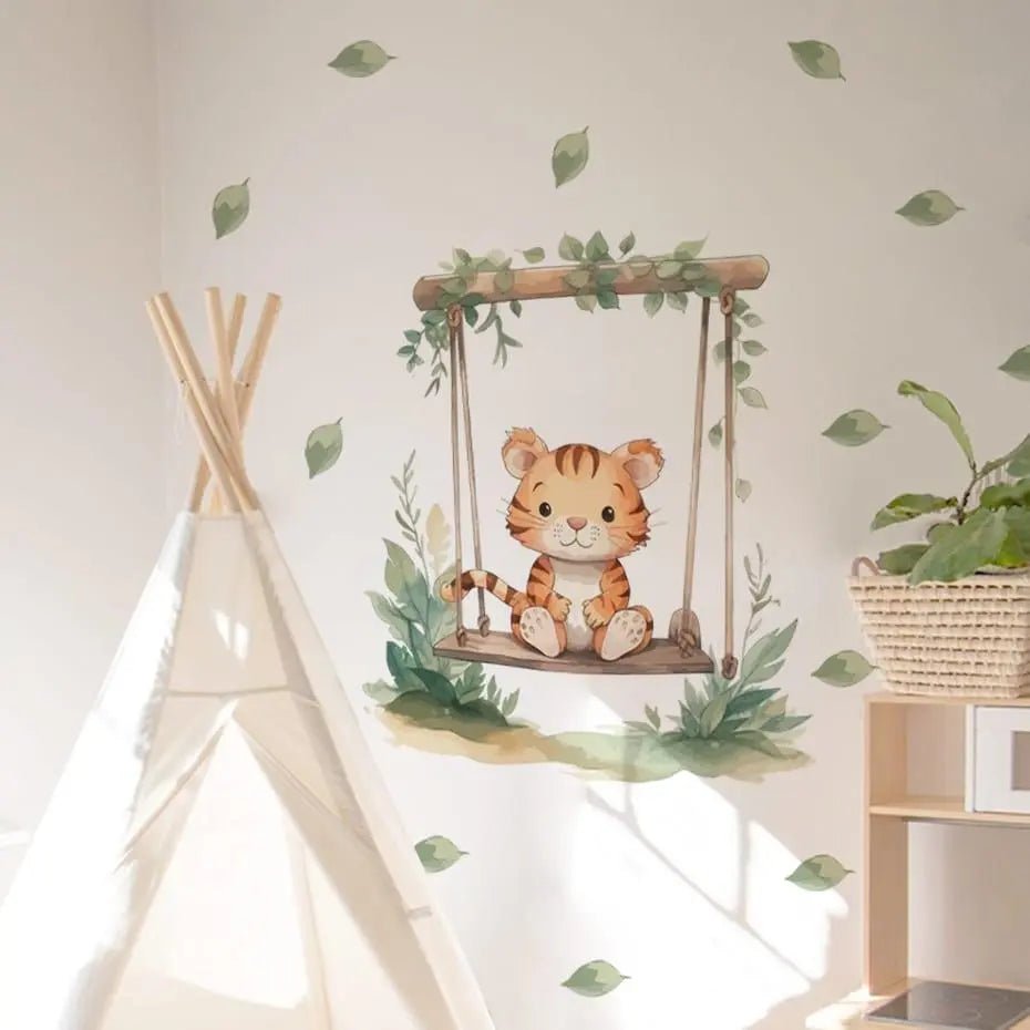 Playful Tiger Swing Wall Sticker Easy do Wall do