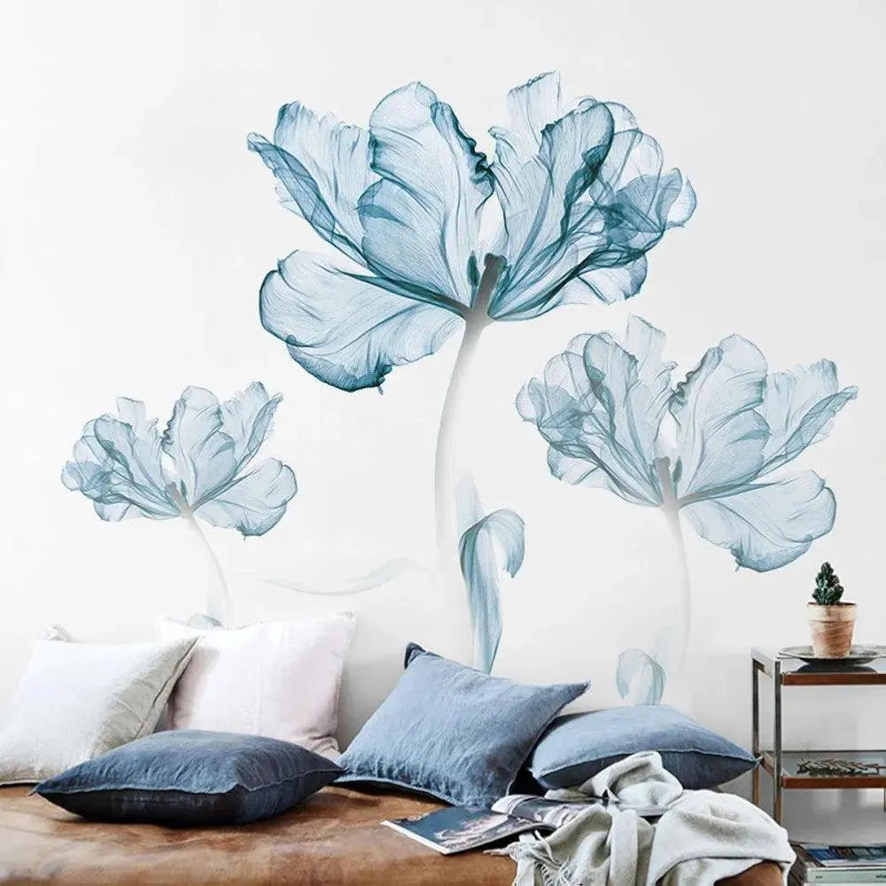 Serene Blue Floral Wall Stickers Easy do Wall do