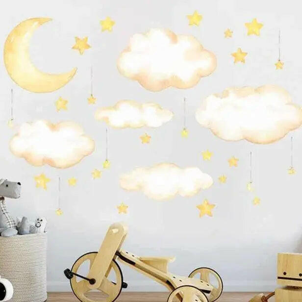 Moon and Star Wall Sticker Set Easy do Wall do