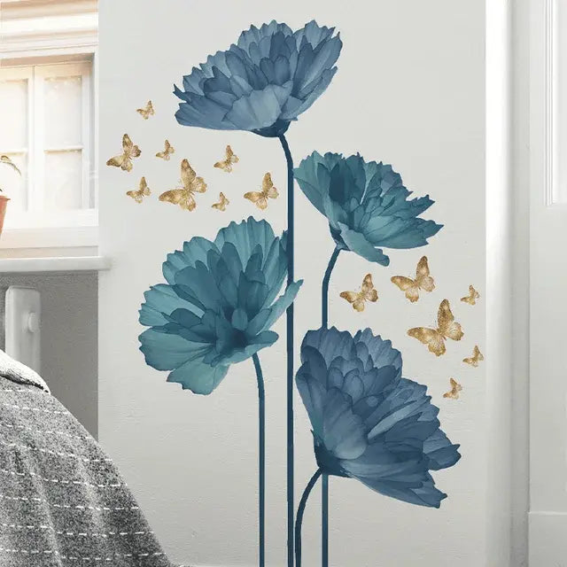 Blue floral and butterfly wall decals Easy do Wall do