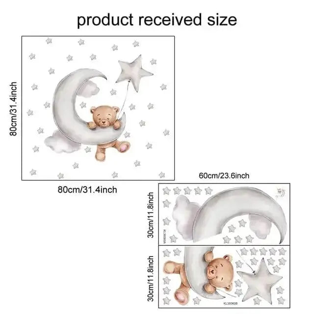 Dreamy Bear and Moon Wall Stickers Easy do Wall do