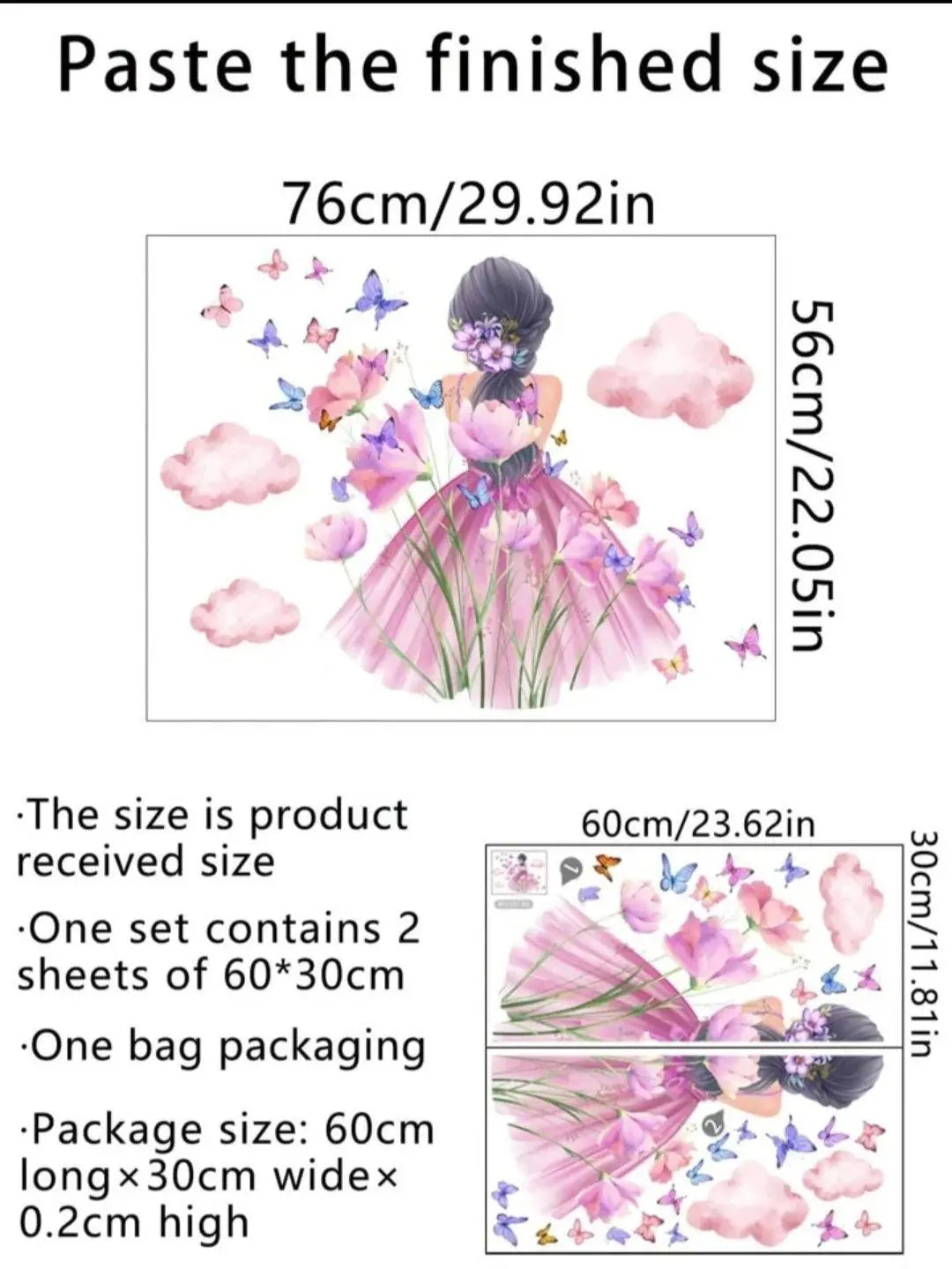 Cartoon girl butterfly cloud children Easy do Wall do