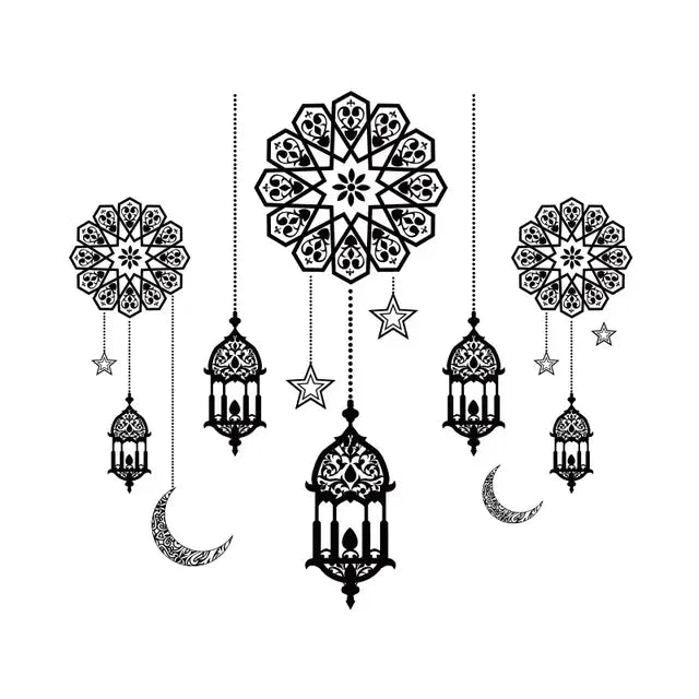 Eid Mubarak Crescent Moon and Lantern Wall Sticker Easy do Wall do