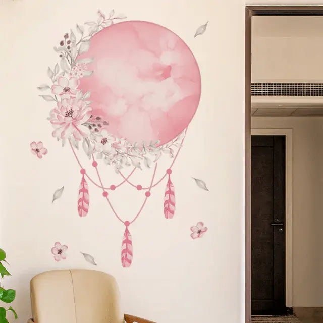 Dreamy Moon and Floral Wall Sticker Easy do Wall do