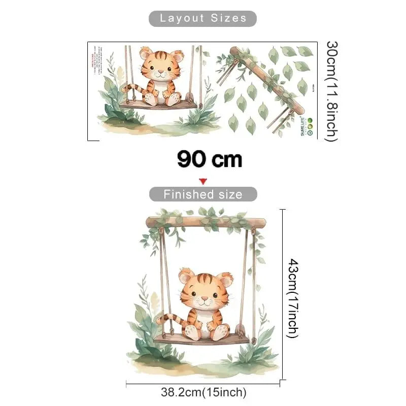 Playful Tiger Swing Wall Sticker Easy do Wall do