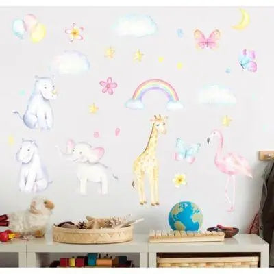 Safari Animal Rainbow Wall Sticker Set Easy do Wall do