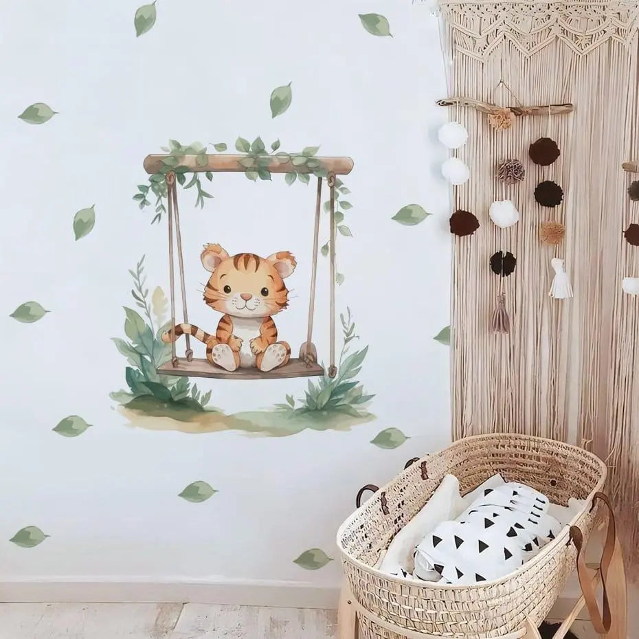 Playful Tiger Swing Wall Sticker Easy do Wall do