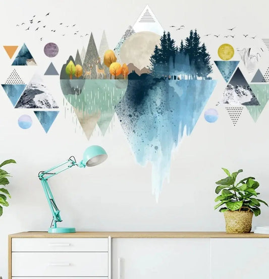 Geometric Mountain Landscape Wall Mural Easy do Wall do