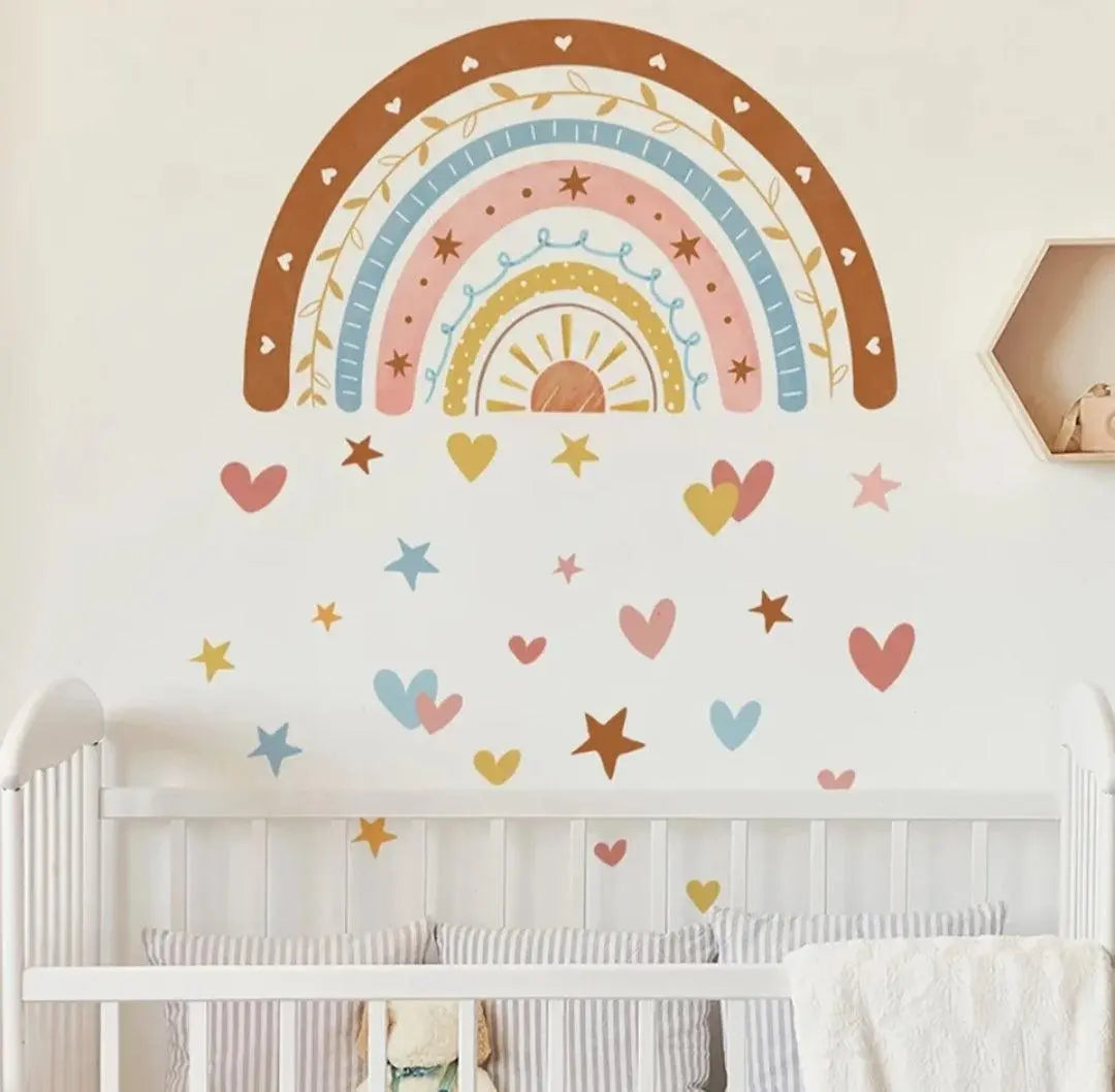 Rainbow Hearts and Stars Wall Sticker for Kids' Room Easy do Wall do