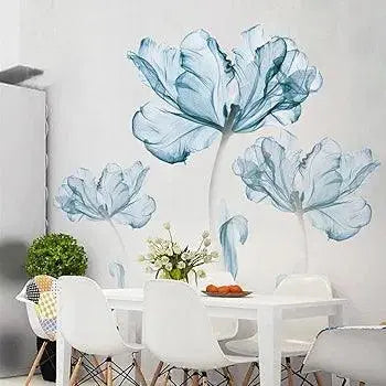 Serene Blue Floral Wall Stickers Easy do Wall do