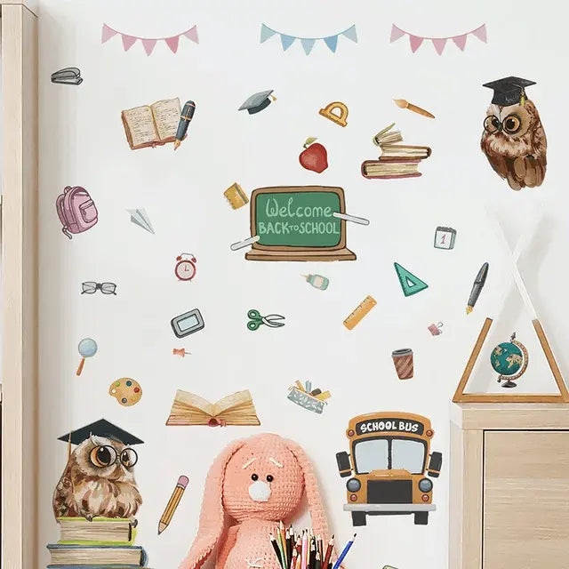 Back-to-School Owl Fun Wall Stickers Easy do Wall do