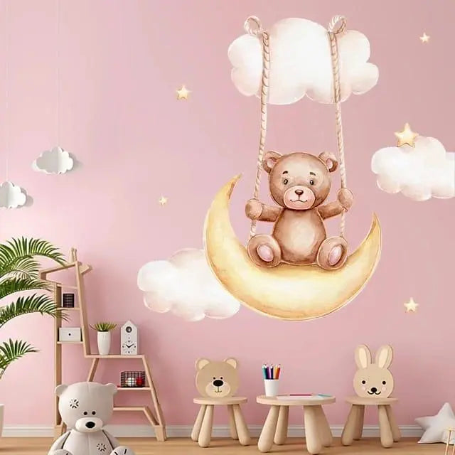 Dreamy Bear on the Moon Wall Sticker Easy do Wall do