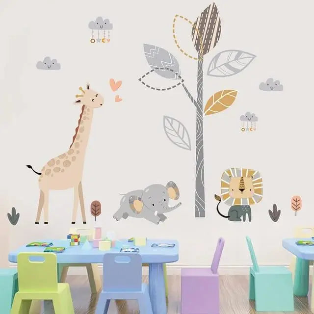 Playful Safari Wall Stickers for Kids Rooms Easy do Wall do