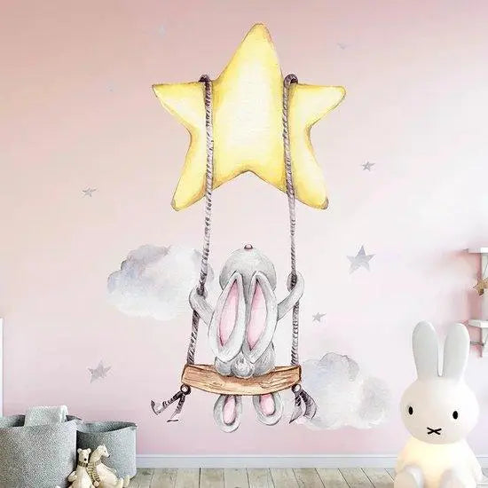 Bunny on a Swing Wall Sticker Easy do Wall do