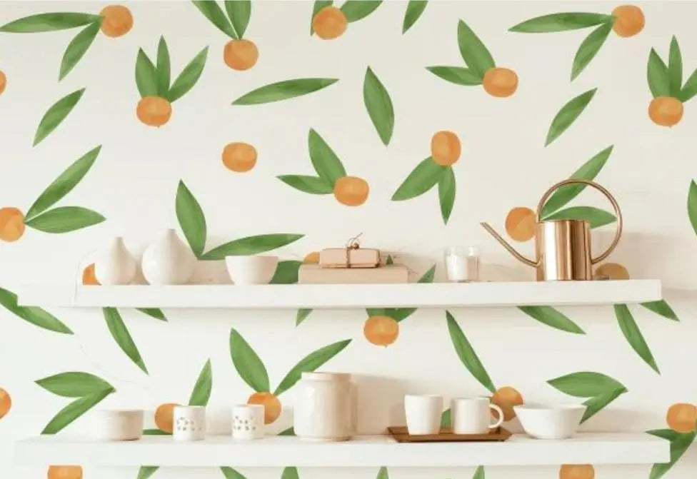 Yellow Fruit with Green Leaf Wall Stickers Easy do Wall do