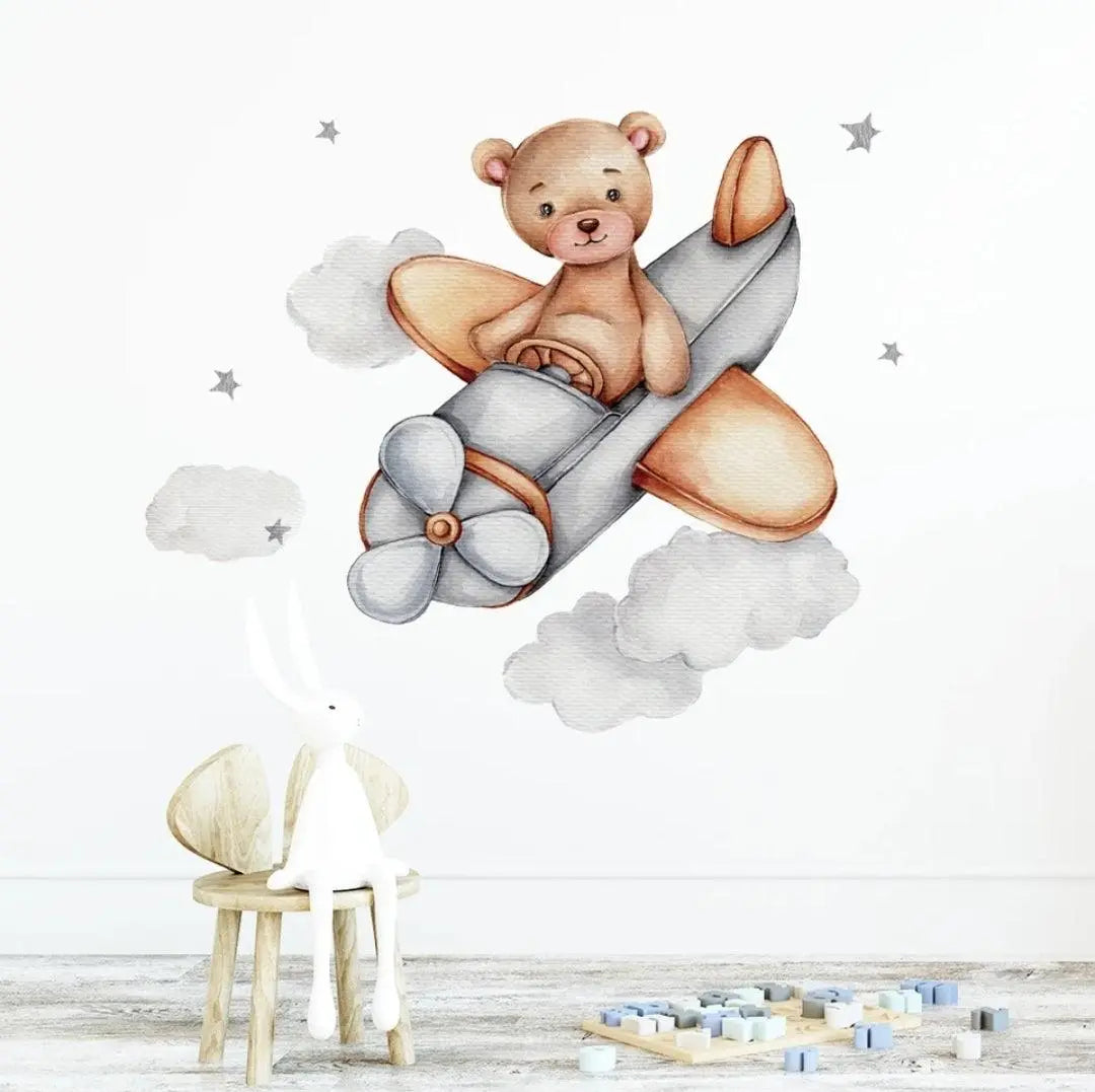 Teddy Bear Pilot Wall Sticker Easy do Wall do